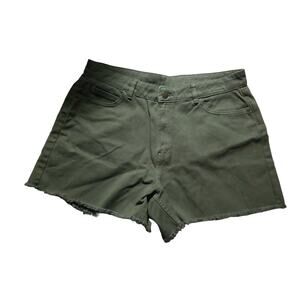 Dip Denim Jeans Women’s khaki Green Distressed Mid Rise Shorts Size 14